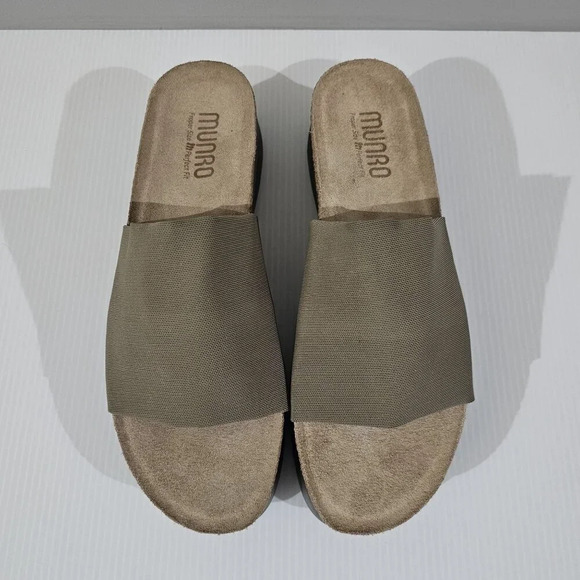 NEW Munro Nalia Sandal Platform Slide Khaki Green Size 8 SUPER SLIM WIDTH - Picture 6 of 13